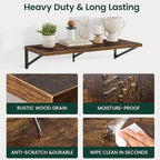 Floating Shelves, 12 Inch Deep Rustic Wood Wall Storage, 24W x 12D Wall Shelves Set of 2, Heavy Duty Metal Brackets, Large In