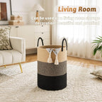 Artfeel Laundry Basket,Woven Cotton Rope Laundry Hamper,80L for Decorative Storage of Dirty Clothes,Toys and Blankets in Bath