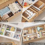 Lifewit 5 Pack Drawer Dividers Bamboo 4" High, 13.5-22" Adjustable Clothes Organizer