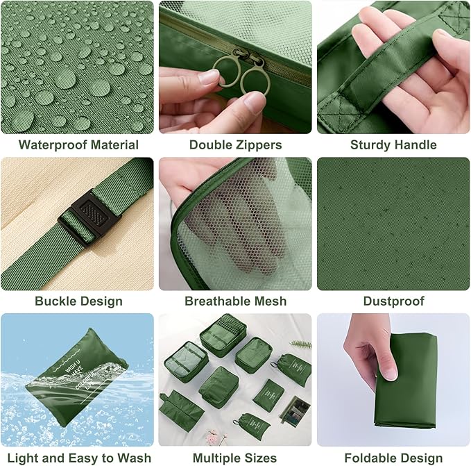 Packing Cubes for Travel-10 Set Luggage Organizer Bags for Family, Mesh Breathable Packing Cubes for Suitcases Durable Travel
