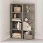 Furinno Reed Corner Shelf, 4-Tier Corner Bookshelf, Book Shelf, Corner Shelves, Storage Rack, for Organization and Storage, H