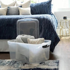 HOMZ 2-Pack Latching Lid, Large Clear Plastic Storage Bins with Lids, 66 Quart, Gray Latch - Stackable Container Boxes for Ho