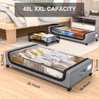 GoMaihe Under Bed Storage with Wheel & Clothing Storage Bin with Metal Frame