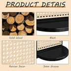 Rattan Shelf Set of 2, 7'' Black Rattan Shelf with Wicker Decor, Boho Wall Decor Small Floating Shelf for Plant Figurines Dis