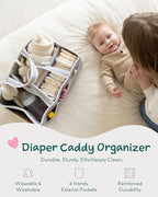 Lily Miles Baby Diaper Caddy Organizer, Baby Shower Basket for Newborn Boys or Girls, Nursery Must Haves for New Mom, Registr