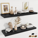 Fun Memories 12 Deep Floating Shelves, 40W x 12D Floating Shelves for Wall Set of 2, Extra Deeper Hanging Wood Shelves for Wa