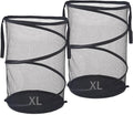 Seiritex 2Pcs Mesh Popup Laundry Hamper 115L Extra Large Collapsible Laundry Basket Foldable Clothing Storage Basket with Han