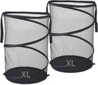 Seiritex 2Pcs Mesh Popup Laundry Hamper 115L Extra Large Collapsible Laundry Basket Foldable Clothing Storage Basket with Han