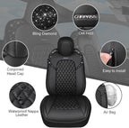 CAR PASS Car Seat Covers for Tesla Model 3 Nappa Leather Bling Diamond Car Seat Protector Full Coverage Airbag Compatible Cus