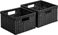 StorageWorks Wicker Basket with Handle, Wicker Storage Baskets for Organizing, Decorative Storage Baskets for Shelves, Paper 