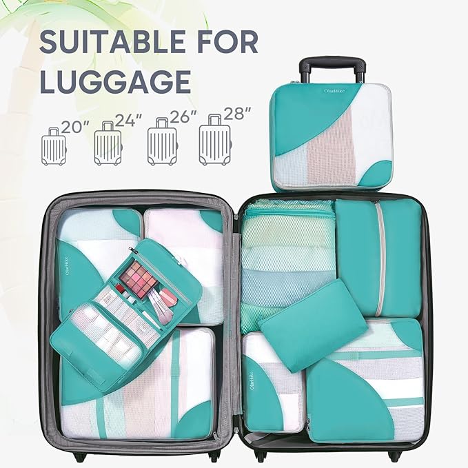 10 Set Packing Cubes for Travel, Gifts for Women Mom,Anti-Tearing Suitcase Organizer for Luggage with Shoe & Hanging Toiletry