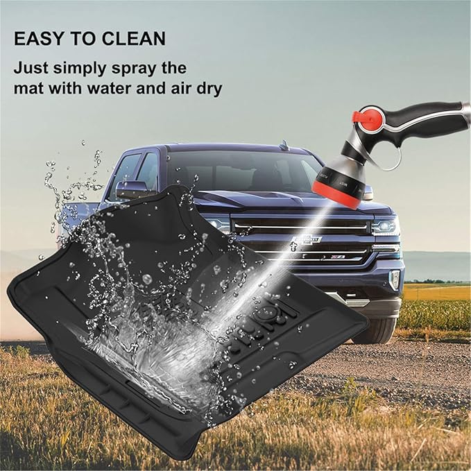 KIWI MASTER Floor Mats for 2014-2018 Chevy Silverado/GMC Sierra 1500 Crew Cab, 2015-2019 Silverado/Sierra 2500/3500 HD Crew Cab Front Rear Seat 2 Row All Weather Mat Liners Black