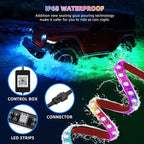 4 Pcs RGB Underglow LED Lights for Cars Truck SUV Golf Cart UTV ATV, 12V Waterproof Multicolor Underbody Neon Accent Strip Lights Kit with APP/RF Remote Control, Music Sync, Brake Lights