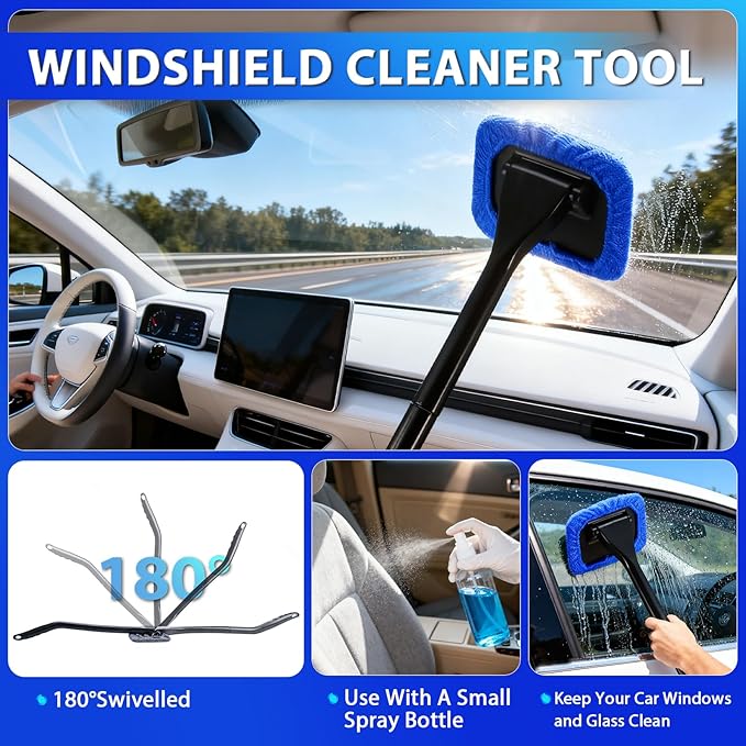 THINKWORK Car Cleaning Kit Car Detailing Kit,Car Cleaning Kit Interior Cleaner with High Power Blue Handheld Vacuum Cleaner,B