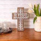 Wall Wooden Cross Christians Spiritual Religious Gifts With Hook on Hanging Wall Or Table With Blessed For Church Home Room D