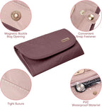 Travel Jewelry Organizer Box, Foldable Travel Case for Earrings, Necklaces, Rings, Bracelets, Red Sandalwood