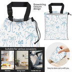 Car Trash Bag Large Hanging Can for Back of Seat, Cute Waterproof Car Garbage Bag for Vehicle, Travelling, Outdoor Cute Blue White Bow