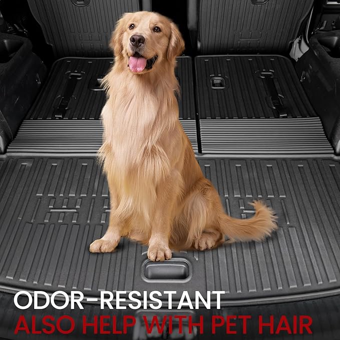Cargo Mat with Backrest Mats for 2020-2025 Kia Telluride 7/8 Passenger Car Mats Accessories, All Weather TPE Interior Protectors Cargo Liner Trunk Mat(Cargo Mat with Backrest Mats)