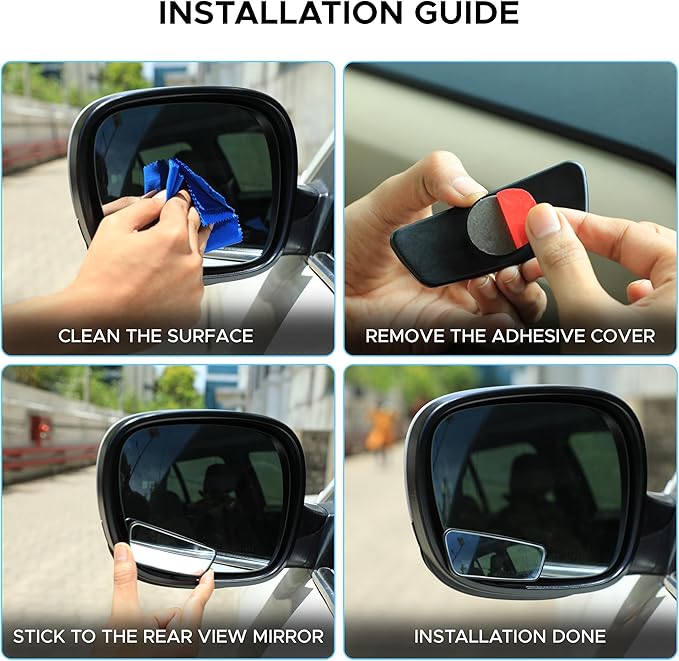 EcoNour Car Blind Spot Mirror (2 Pack) – 2" Rectangle HD Convex Rear View, Wide Angle Adjustable for SUVs & Trucks