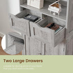 Iwell Storage Cabinet with 2 Drawers & Adjustable Shelf, Tall Bathroom Cabinet with Doors, Cupboard, Kitchen Cabinets for Liv