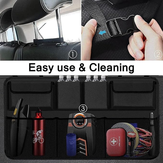 Car Trunk Organizer and Storage, Backseat Hanging Organizer for SUV, Truck, MPV,Van Collapsible Cargo Storage Bag with 7 Pocket