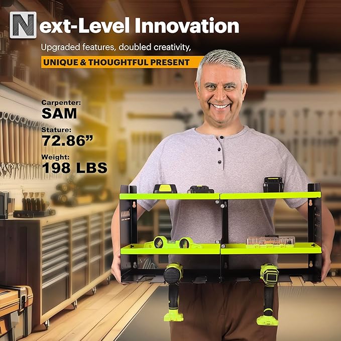 Spampur Power Tool Organizer, 15 Min Quick Assembly & Max 420lb Load by Heavy Duty Metal, 6 Slots for Cordless Drill with 4 O