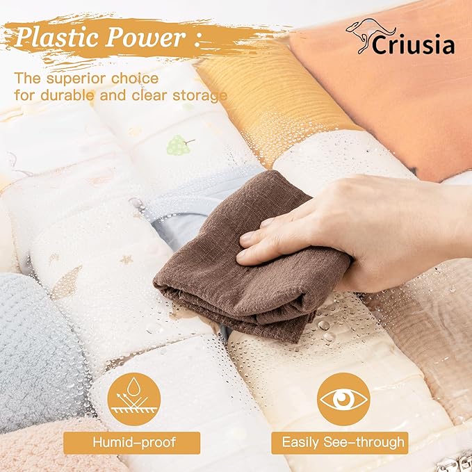 Criusia Under Bed Storage Bins with Clear PVC Lids – 2 Pack Large Underbed Organizers with Heavy-Duty Handles, Reinforced wit