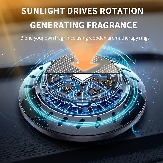 Kwak's Car Air Freshener,Rotating Solar Aromatherapy Essential Oil Diffuser Scent Car Decoration Car Interior Accessories(red