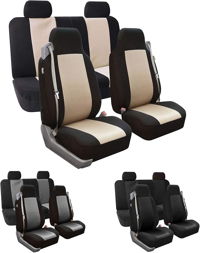 FH Group All Purpose Flat Cloth Car Seat Covers - Universal Fit, Full Set Seat Covers, Washable, Fit Most Car, Truck, SUV, Va