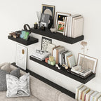 48 Inch Black Floating Shelf | 12 Inch Deep Floating Shelves Set of 1 | 48" D x 12" D Rustic Wood Shelves for Wall | Deep Bla
