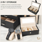 AKOZLIN 4-Tier Jewelry Box Lockable Leather Jewelry Storage Case Organizer with 3 Drawers for Women Girls Ring Necklace Earri