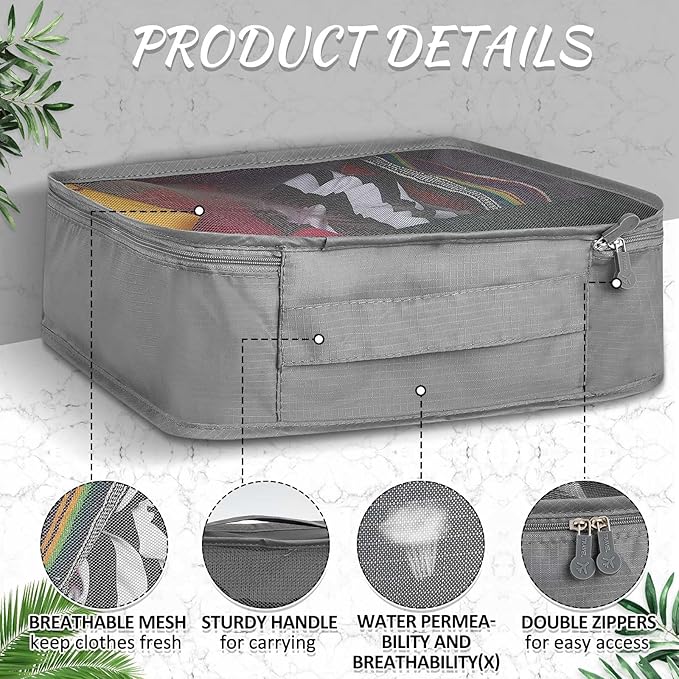 Silkfly 8 Pcs XL Packing Cube for Travel Luggage Organizer Suitcase High Capacity Large Packing Bag Bulk Reusable Mesh Travel