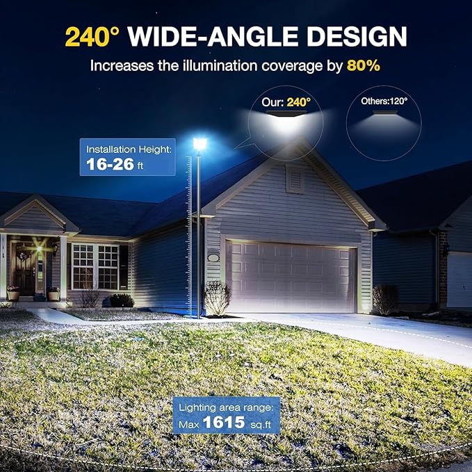 9000W Pro Large Solar Street Lights Outdoor with Thickened Shell, Commercial Grade Street Light Dusk to Dawn, Motion Sensor Solar Security Flood Light Waterproof for Parking Lot, Yard, Driveway, Farm