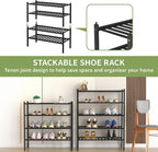 ROMGUAR CRAFT 5 Tier Bamboo Shoe Rack for Closet Free Standing Wood Shoe Shelf for Entryway Small Space Stackable 27"x11"x33"