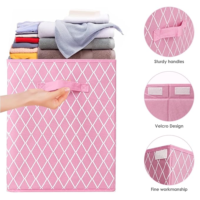 VERONLY Toy Box Chest Organizer Bins for Girls Boys, Kids Large Fabric Collapsible Storage Basket Container with Flip-Top Lid