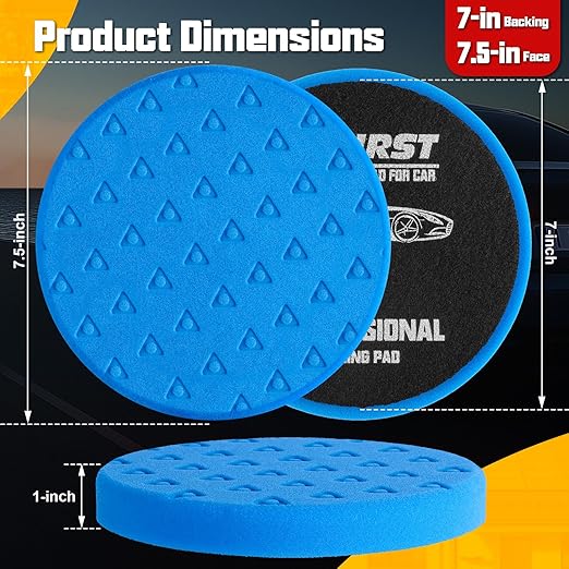 6 Pcs 7.5 Inch Buffing Pads, Polishing Pad for 7 Inch 180mm Backing Plate Compound Buffing Sponge Pads Cutting Polishing Pad Kit for Car Buffer Boat Polisher Compounding, Polishing & Waxing