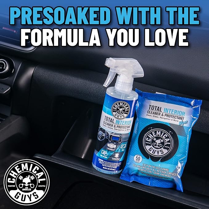 Chemical Guys PMWSPI22050 Total Interior Cleaner & Protectant Wipes Mega 100 Pack, Safe for Cars, Trucks, SUVs, Jeeps, Motorc