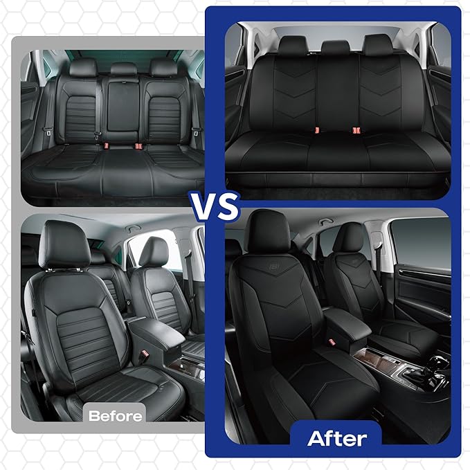 Skechers Memory Foam Seat Covers,Leather Car Seat Covers, Ultimate Comfort & Support Seat CoversFull Sets,Airbag Compatible, 