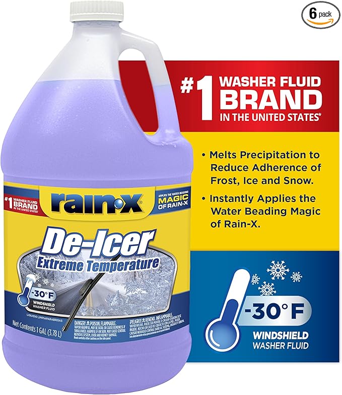 Rain-X -30°F Extreme Temperature De-Icer Windshield Washer Fluid - 1 Gallon (Pack of 6)