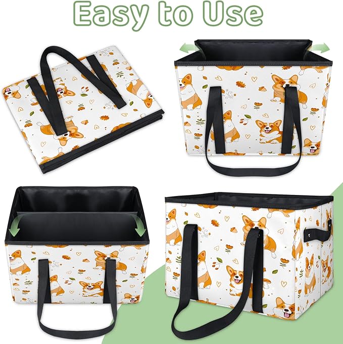 Reusable Grocery Bags Heavy Duty Shopping Bags Foldable Large Tote Bags with Long Handles & Hard Bottom