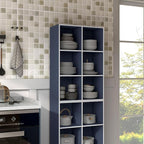 Homes: Inside + Out Apexa 6-Cube Storage Organizer Shelves, Stackable Wood Bookcase Fits Cubby Bins for Organization, Dorm Te