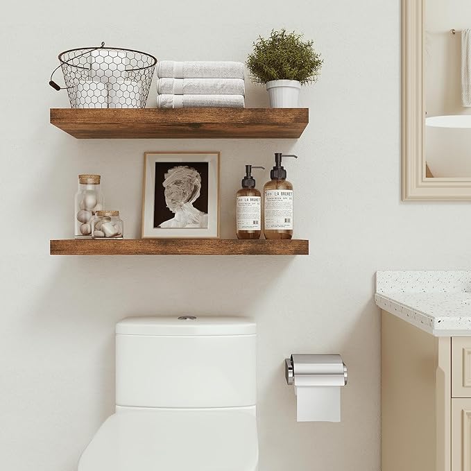 Vivelove Floating Shelves for Wall, 24 inch Wall Shelves for Bathroom Bedroom, Living Room, Kitchen, Office, Rustic Farmhouse