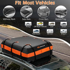 Goplus Rooftop Cargo Carrier, 21 Cubic Feet 100% Waterproof Soft Car Roof Bag for All Vehicles with/Without Rack, Includes Anti-Slip Mat, 10 Reinforced Straps, 6 Door Hooks, Storage Bag