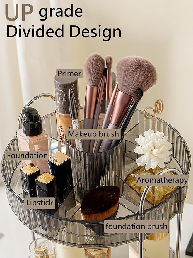 Asayuee 360 Rotating Makeup Organizer,3 Tier Large Capacity Make Up Organizers and Storage,Skincare Perfume Vanity Organizers