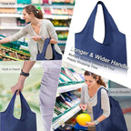 BeeGreen Navy Blue Reusable Grocery Bags Bulk 10 Packs, Kitchen Reusable Shopping Bags 50LBS Large, Machine Washable Durable, Easily Foldable with a Storage Bag