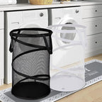 BATTOO 2 Pack Large Collapsible Laundry Basket Foldable Mesh Pop Up Hamper with Handles for Laundry Room, Bathroom, Kids Room