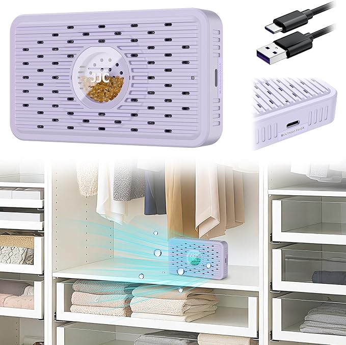 Auto Power-off Cordless Rechargeable Mini Dehumidifier Desiccant,Electric Moisture Absorption Silica Gel Packet for Storage