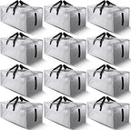 Homesure 12 Pack Large Strong Moving Bags with Zippers & Carrying Handles - Water-Resistant - Heavy Duty Storage Tote for Spa