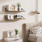 Deep Floating Shelves for Wall,30" Wx10 D Wood Floating Shelf Set of 2,Sturdy Metal Bracket Wide Display & Storage,Wall Mount