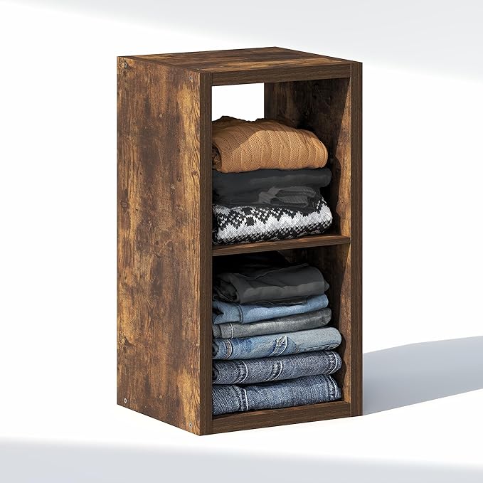 Furinno Cubic Closet Organizers and Storage, 2-Cube Closet Organizer, Open Shelf Closet Storage, Extra Thick Frame for Wardro